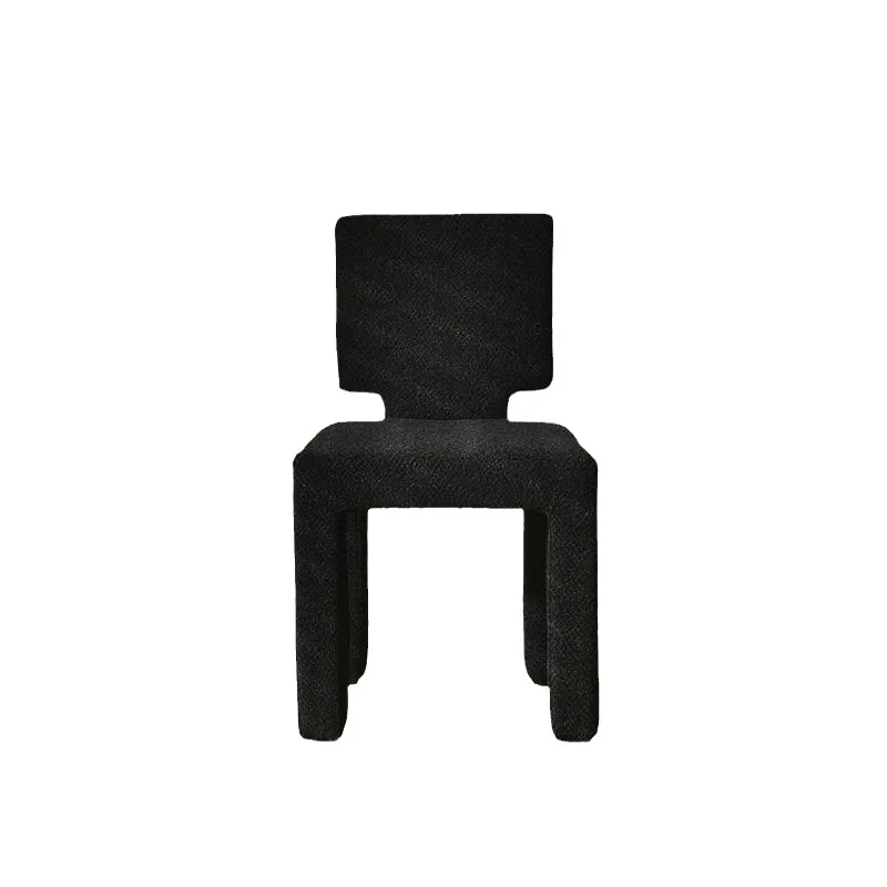 Nordic creative Internet celebrity black teddy velvet dining chair home modern minimalist style stool backrest makeup chair