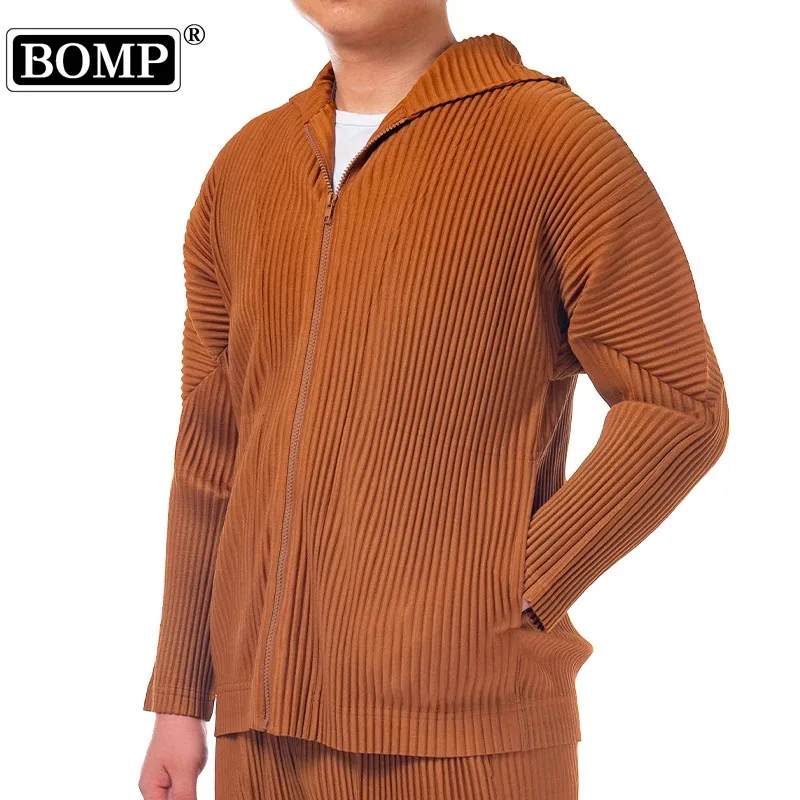 

[BOMP] Pleated Clothing, 2025 Autumn Winter Styles, Men's Fashion Trend, Loose Fitting Hat Zipper