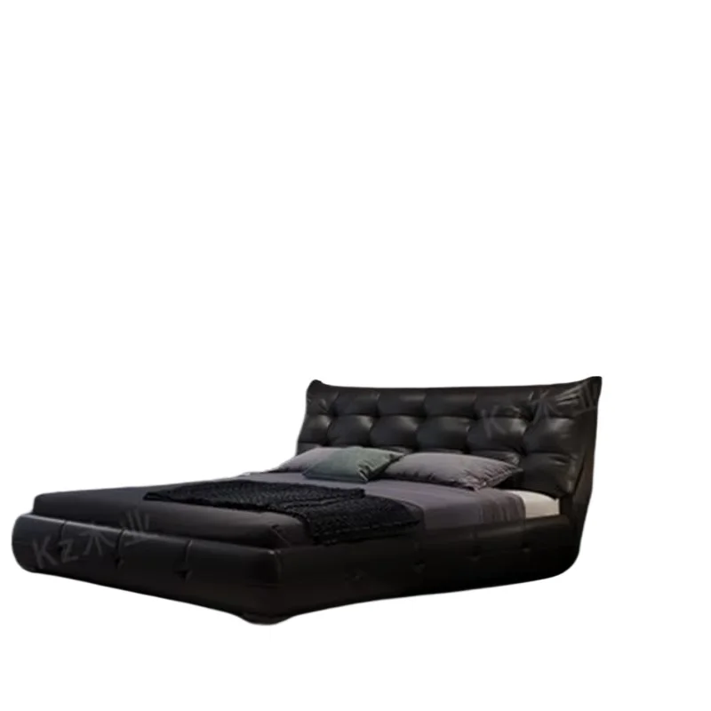 Loft High End Double Bed Black Wood Nordic Storage Home Double Bed Sleeping European Letti Matrimoniali Bedroom Furniture