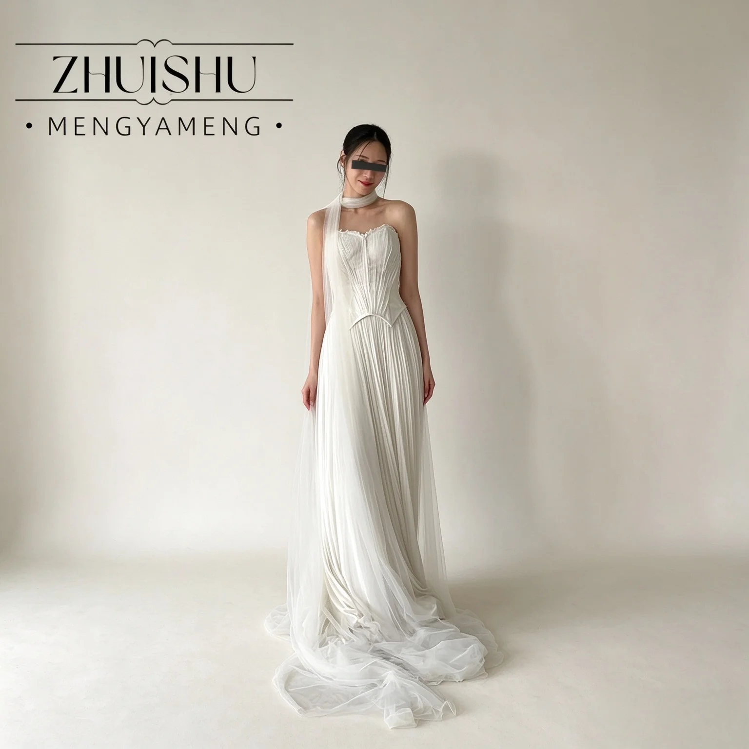 lvory Chiffon Wedding Dress Strapless A Line Formal Occasion Dresses Korea Wedding Dress Photo Shoot Customized
