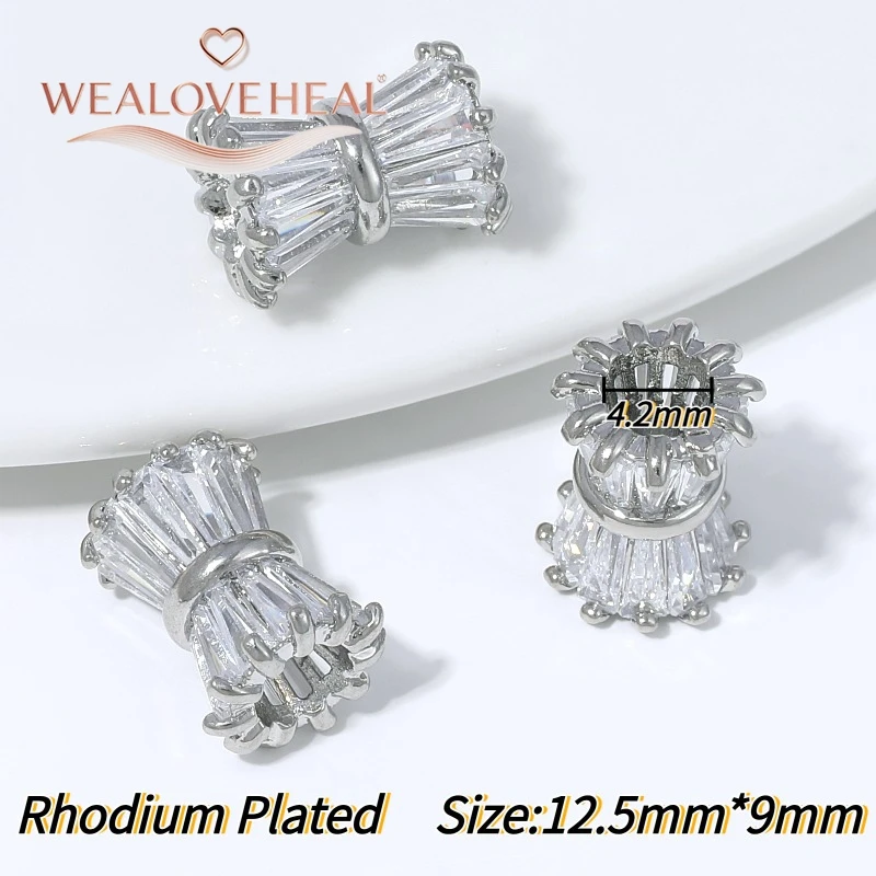 perlen für schmuckherstellung, schmuckherstellung zubehör, 18K vergoldete Messing-Hohlperlen, Olivenperlen-Abstandshalter, mit Zirkonia besetzte Trenner für Perlen, für DIY-Armband-Schmuckherstellungszubehör – Detail 26