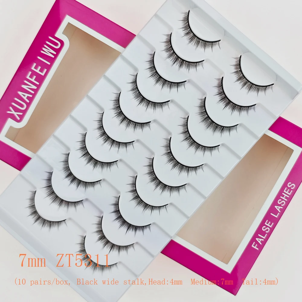 Xuanfeiwu Natural Short Hard-Stemmed Eyelashes, Realistic Without Makeup, Suitable for Daily Use, Can Be Applied by Beginners, Can Create Double Eyelids, Full Strip DIY Self-Grafting Eyelashes