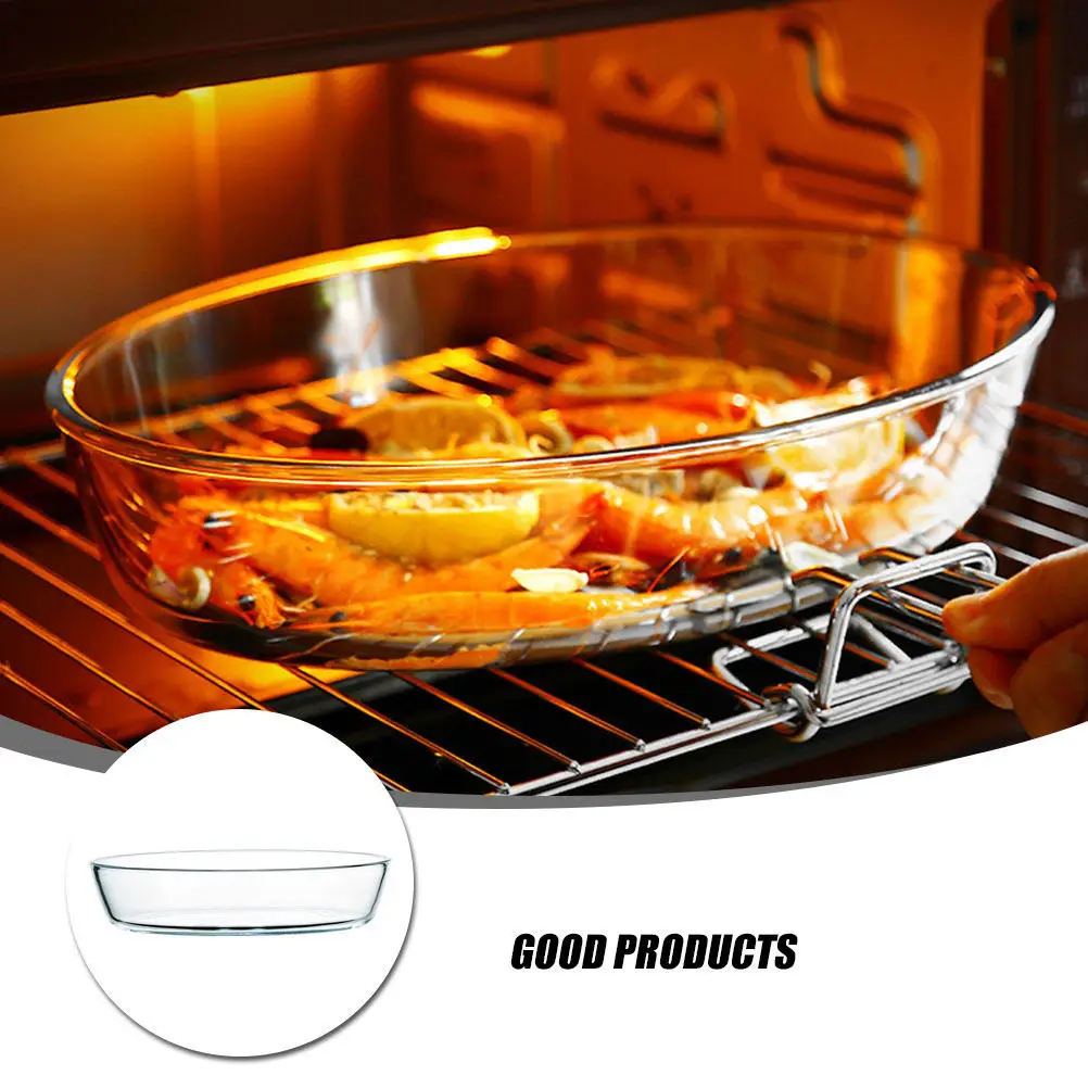 

1 шт. термостойкий стеклянный противень 1600 мл, безопасный для микроволновой печи, без пористой поверхности, гладкая поверхность, кухонные принадлежности для приготовления пищи