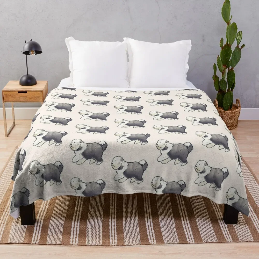 

Old English Sheepdog drawing Throw Blanket Blankets For Bed Warm warm for winter Blankets