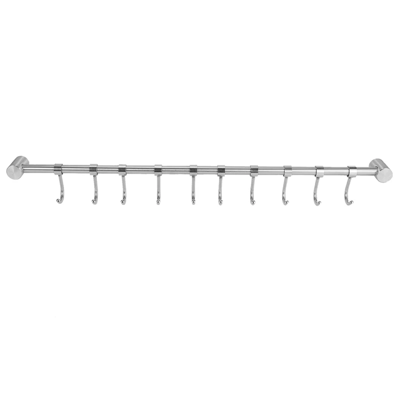 HOT SALE Kitchen Rail Rack Wall Mounted Utensil Hanging Rack Stainless Steel Hanger Hooks for Kitchen Tools Pot Towel