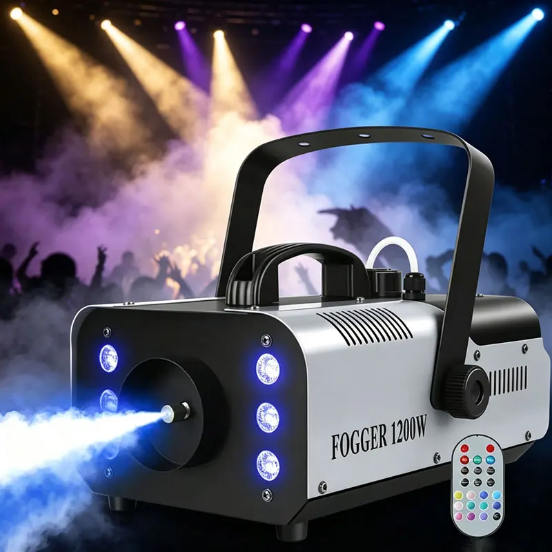 1200W Smoke Machine RGB LED DMX512 Wireless Remote Fog Machine Wedding Christmas Party Stage Atmosphere Equipment