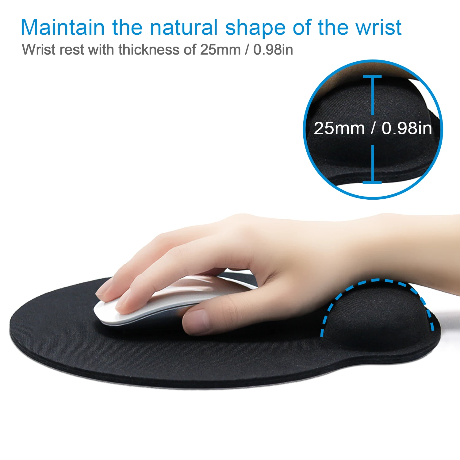 EXCO Ergonomic Mouse Pad with Wrist Support Rest Memory Foam Non-Slip Rubber Base Comfortable Mousepad for Computer Office Home