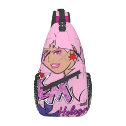 Jem And The Holograms-Bolso de pecho cruzado de tela de poliéster para vacaciones, bolso de pecho escolar, multiestilo