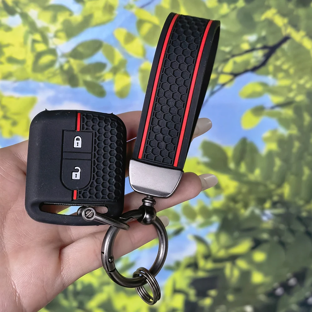 Honeycomb Textured Protective Sleeve With KeyChain For Nissan Micra K12 Note Navara Qashqai J10 Primera Almera Sunny X‑Trail