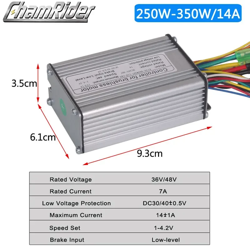 ChamRider, sinus-elektrische fiets sensorloze controller, KT-controller, dubbele modus, 36V, 48V, 250W, 350W, 500W, 750W, 1000W, 1500W