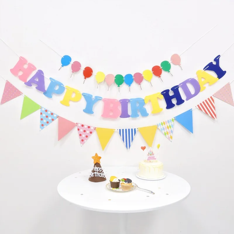 الملونة الأبجدية الرايات زينة حفلة عيد ميلاد سعيد احتفالي جارلاند اللافتات الاحتفال خلفية كابينة تصوير ديكور جديد