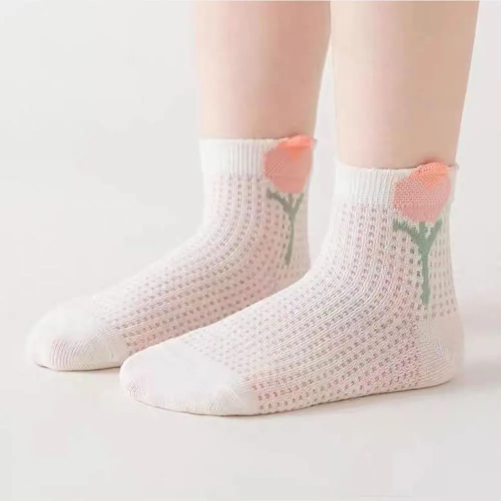 

5 pairs of baby socks female male thin cotton breathable mesh cute accessories unisex newborn boneless socks.