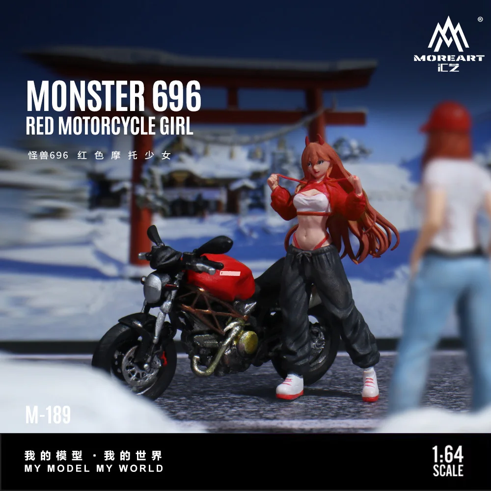 

* Предварительный заказ * Premier Art 1:64 696 Красная модель девушки-мотоцикла из смолы, миниатюрное украшение сцены, подарок и дисплей
