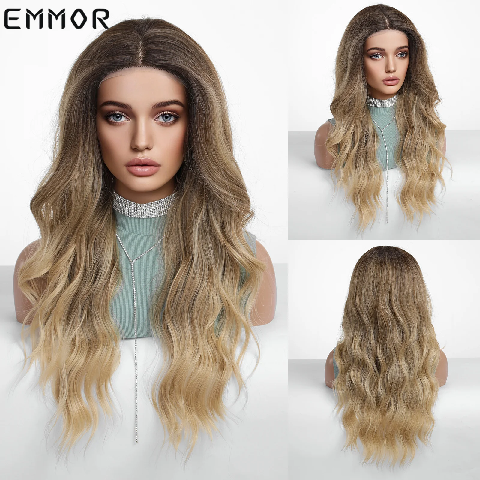 

Emmor Small Area Lace Front Wig Long Wave Wigs for Women Natural Hairline Premium Quality High Resistant Fiber Hair Daily Use