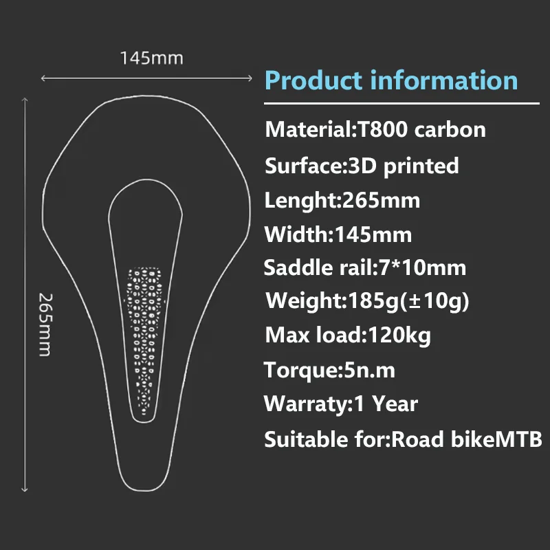 เบาะจักรยานแบบ 3 มิติ พิมพ์ด้วยเครื่องพิมพ์ 3 มิติ ขนาด 7*10 นิ้ว สำหรับผู้ชาย ผู้หญิง ไตรกีฬา จักรยานเสือภูเขา จักรยานเสือหมอบ อะไหล่จักรยาน