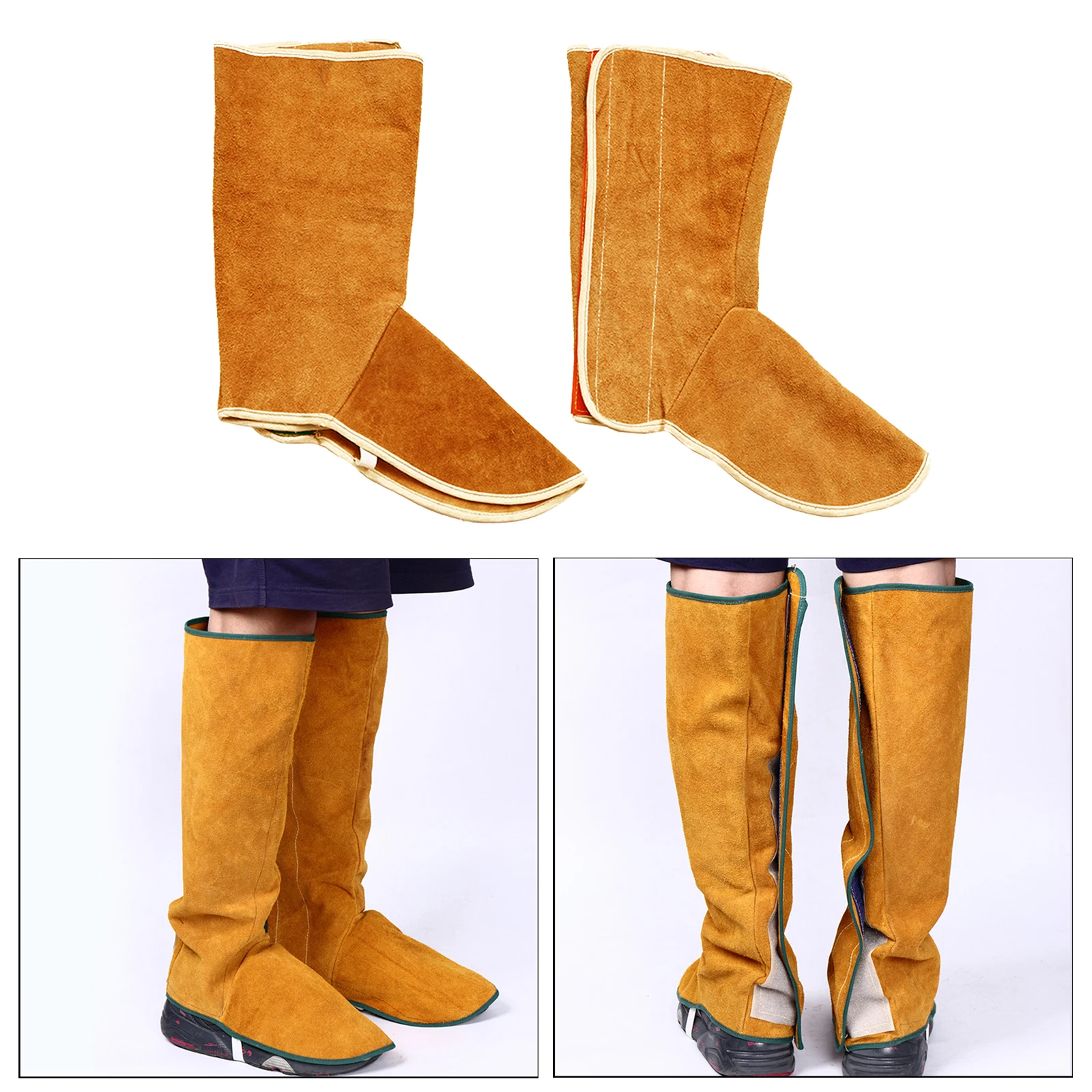 Cowhide Leather Welding Spats Welding Leather Apron Protective Flexible Shoes Feet Cover for Welder Flame Resistant Foot Cover