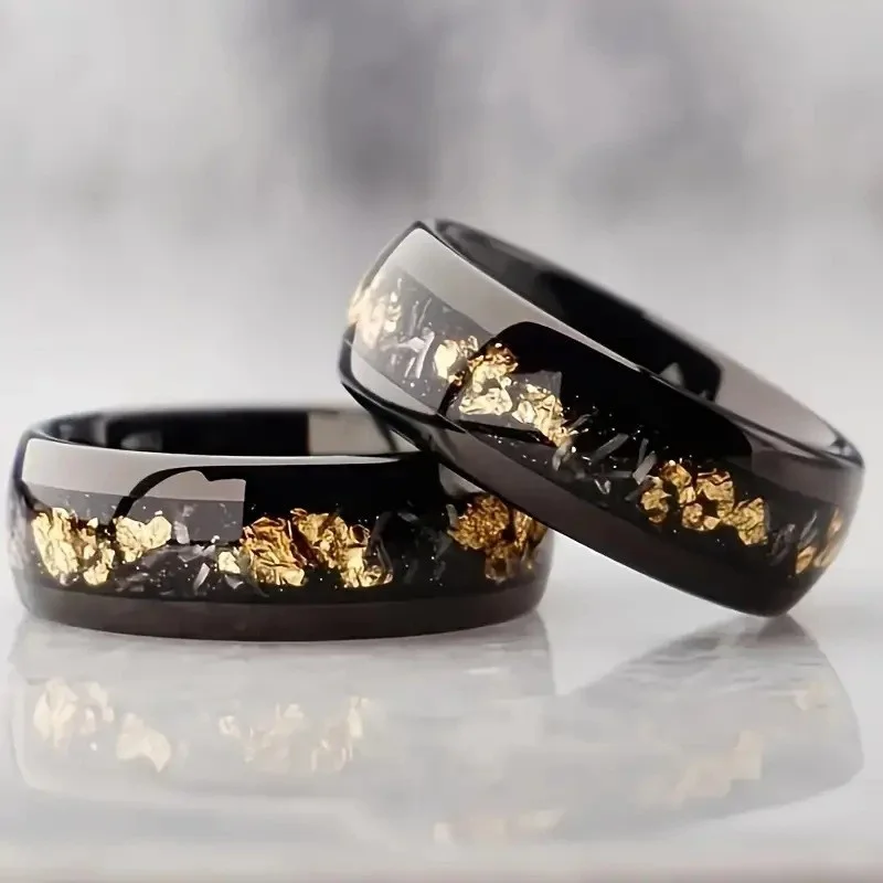 

8mm Wide Face Men's Tainless Steel Rings Black And Domineering Retro Style Classic Business Trend Party Jewelry