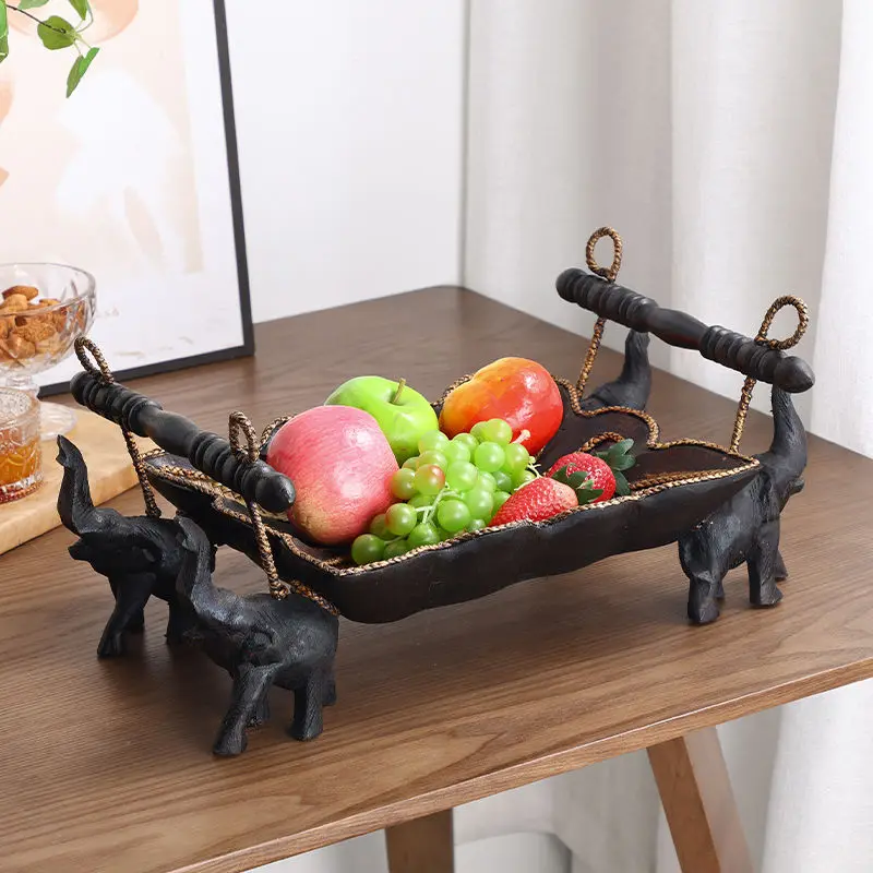 

Southeast Asian desktop solid wood elephant fruit plate for living room, fruit plate for upper grade serving in living room