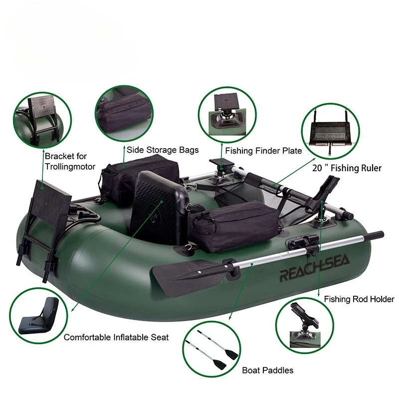 

Reachsea CE Certificated Single Fishing Float Tube Inflatable Belly Boat with Accessories