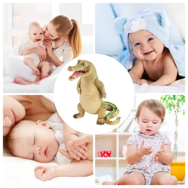Kids Simulation Crocodile Decoration for Boys and Girls Realistic Alligators Action Figure Toy with Rotatable Arms Movable Jaw