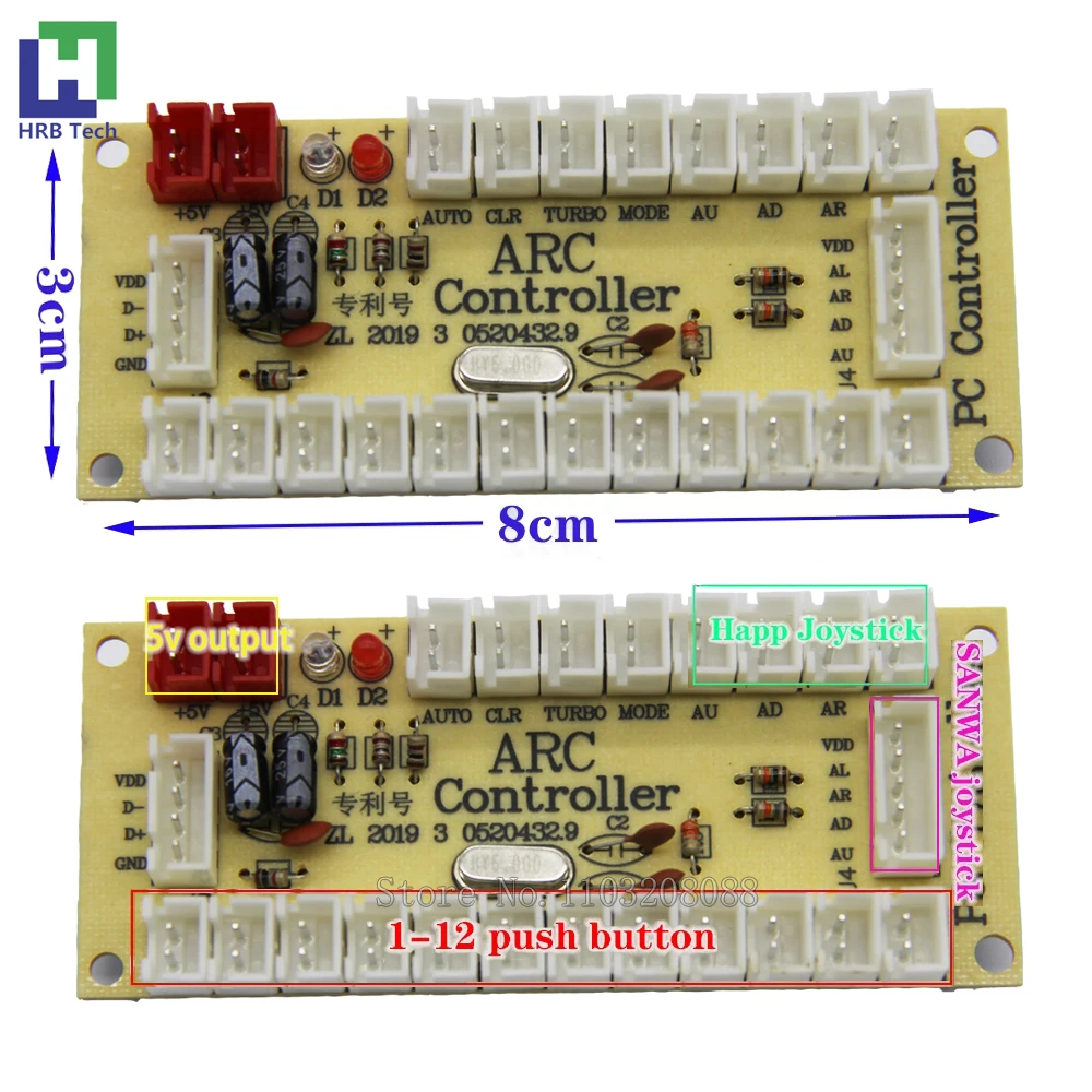 ARC Arcade Zero Delay USB Board Joystick Controller For PC & Raspberry Pi Control Retro Game Machine DIY Without / With Cable