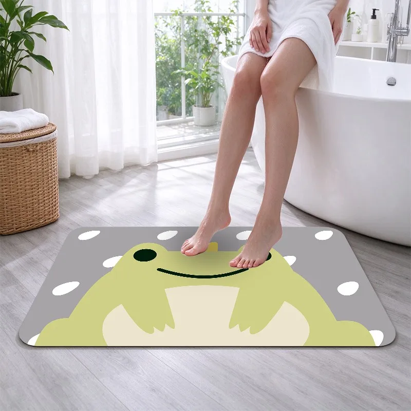 1 Piece Flat cartoon Frog Rug, Soft Comfortable, All Seasons, lightweight Easy Care, Living Room, Bedroom, Entryway, Winter, Autumn