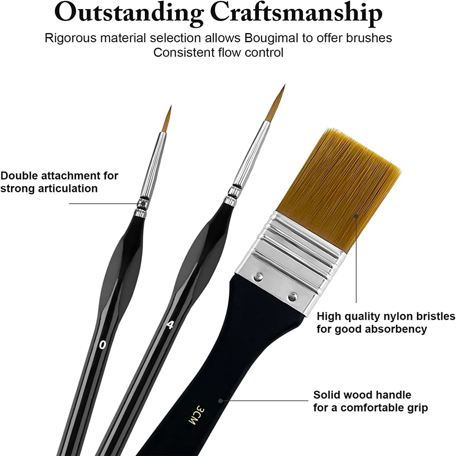 28/32 Pieces Paint Brush Set, Artist Series, Nylon Bristles with Round, Filbert, Flat, Fan, Angle, Fine Detail Brush for Artists image 2