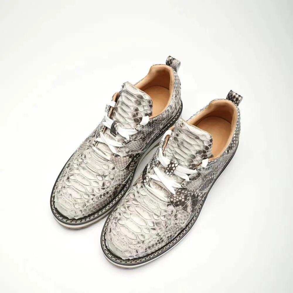2026 new arrival Fashion Snake skin causal shoes men,male Genuine leather  Sneaker PDD429