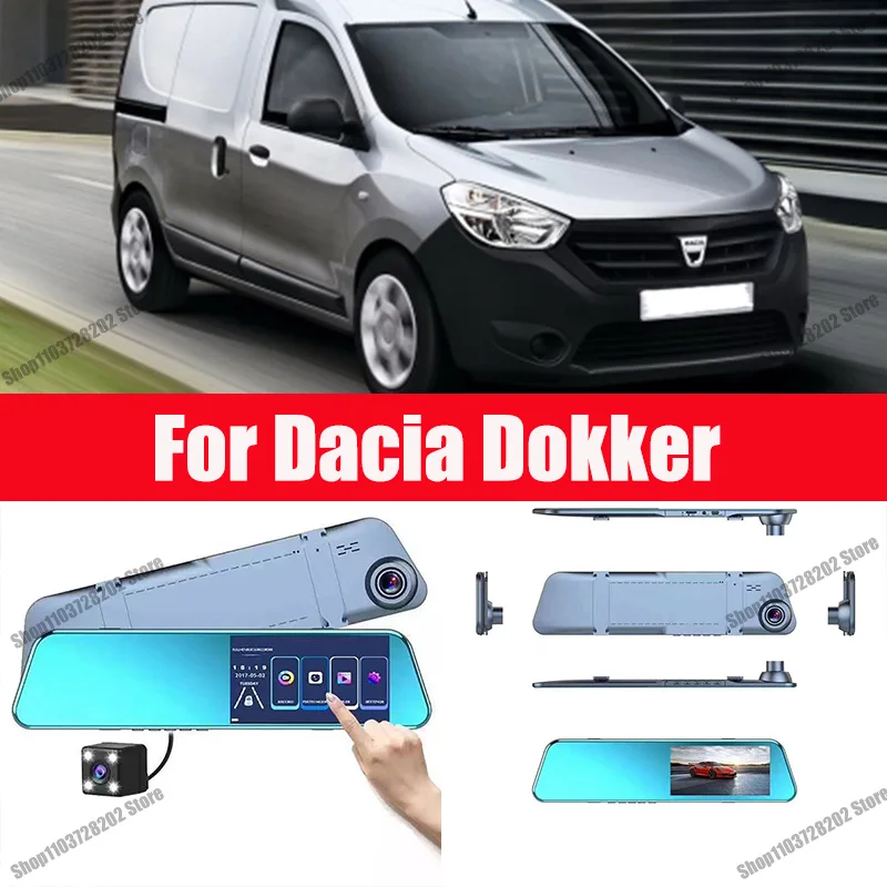 

For Dacia Dokker Carplay Android GPS Dash Cam AUX FM Radio Dashcam Car Camera Stream RearView Mirror Drive Recorder