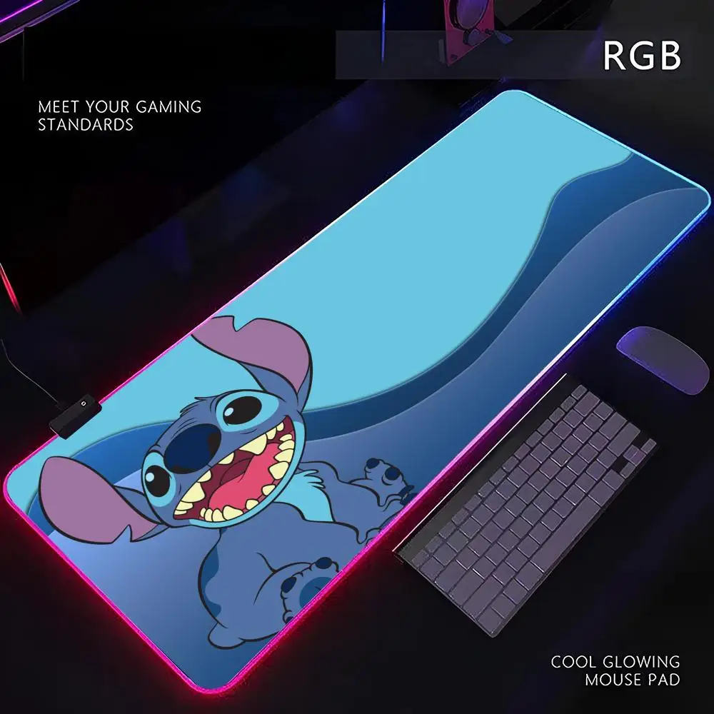 

L-Lilo and Stitch Mouse Pad RGB Mousepad Xxl Gaming Accessories Large LED Mouse Pad Luminous Keyboard Desk Protector mouse pad P