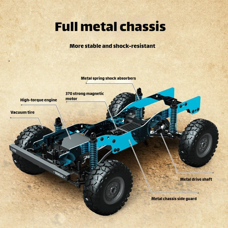 JJRC Carro RC 4WD em escala completa - Brinquedo modelo de simulação SUV de escalada off-road de alta velocidade para crianças