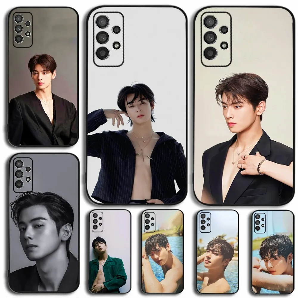 kpop Astro Cha E-Eun Woo Phone Case For Samsung Galaxy A13,A21s,A22,A31,A32,A52,A53,A71,A80,A91 Soft Black Cover