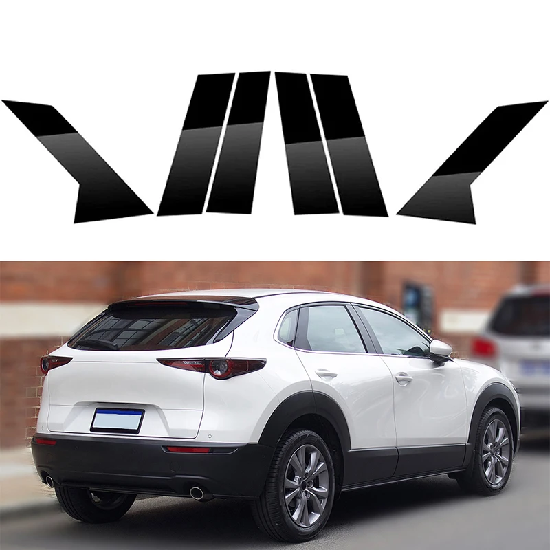 Car Pillar Posts for Mazda CX-30 2020 2021 2022 2023 Door Window Trim BC Column Stickers Auto Styling Glossy Piano Black 6PCS