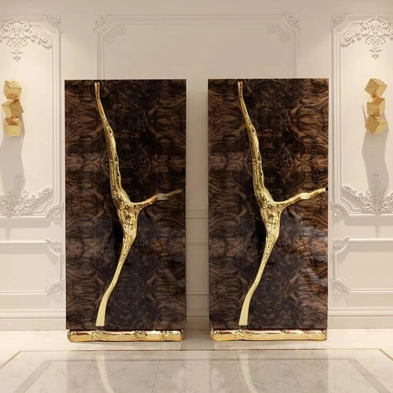Light Luxury Sideboard Integrated Wall-Mounted Metal Home Designer Dining Room Wine Cabinet