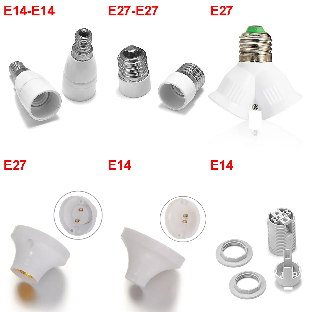 E14 to E14 Extension Socket E27 to E27 Adapter Lamp Holder E27 E14 Bulb Socket Converter Lamp Base Plug Socket LED Light