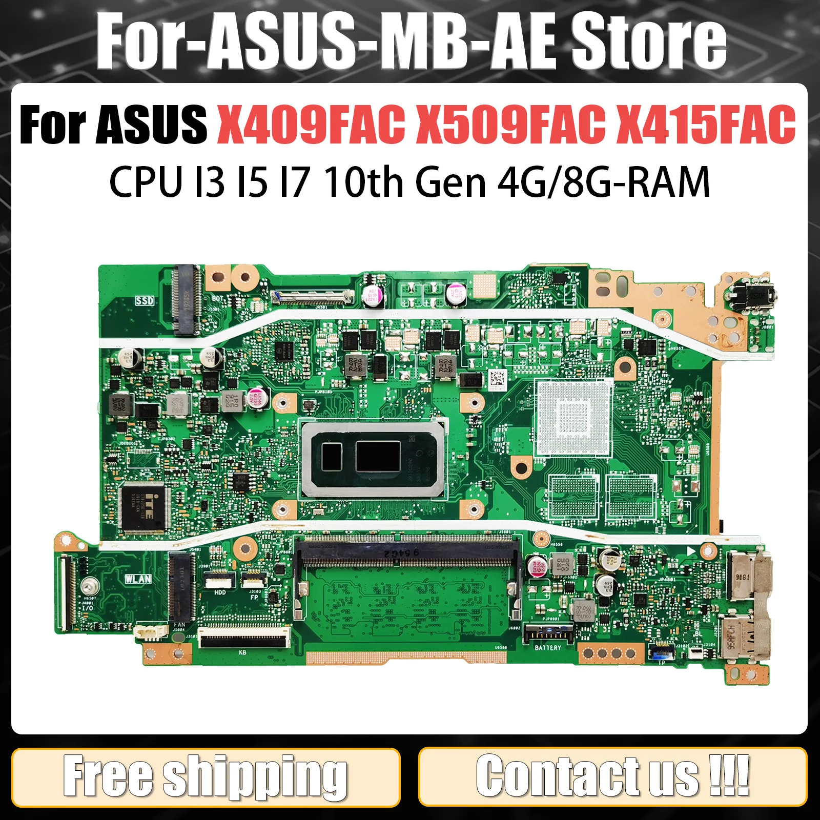 Placa base X409FAC para ASUS VivoBook X509FAC X415FAC X515FAC X509FA placa base para ordenador portátil con CPU I3 I5 I7-10th Gen 4G/8G-RAM