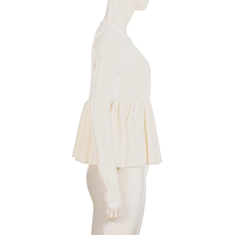 

Роскошные женские элегантные вязаные топы с рюшами, тонкий однотонный свитер с глубоким v-образным вырезом и длинными рукавами, модные осенние рубашки