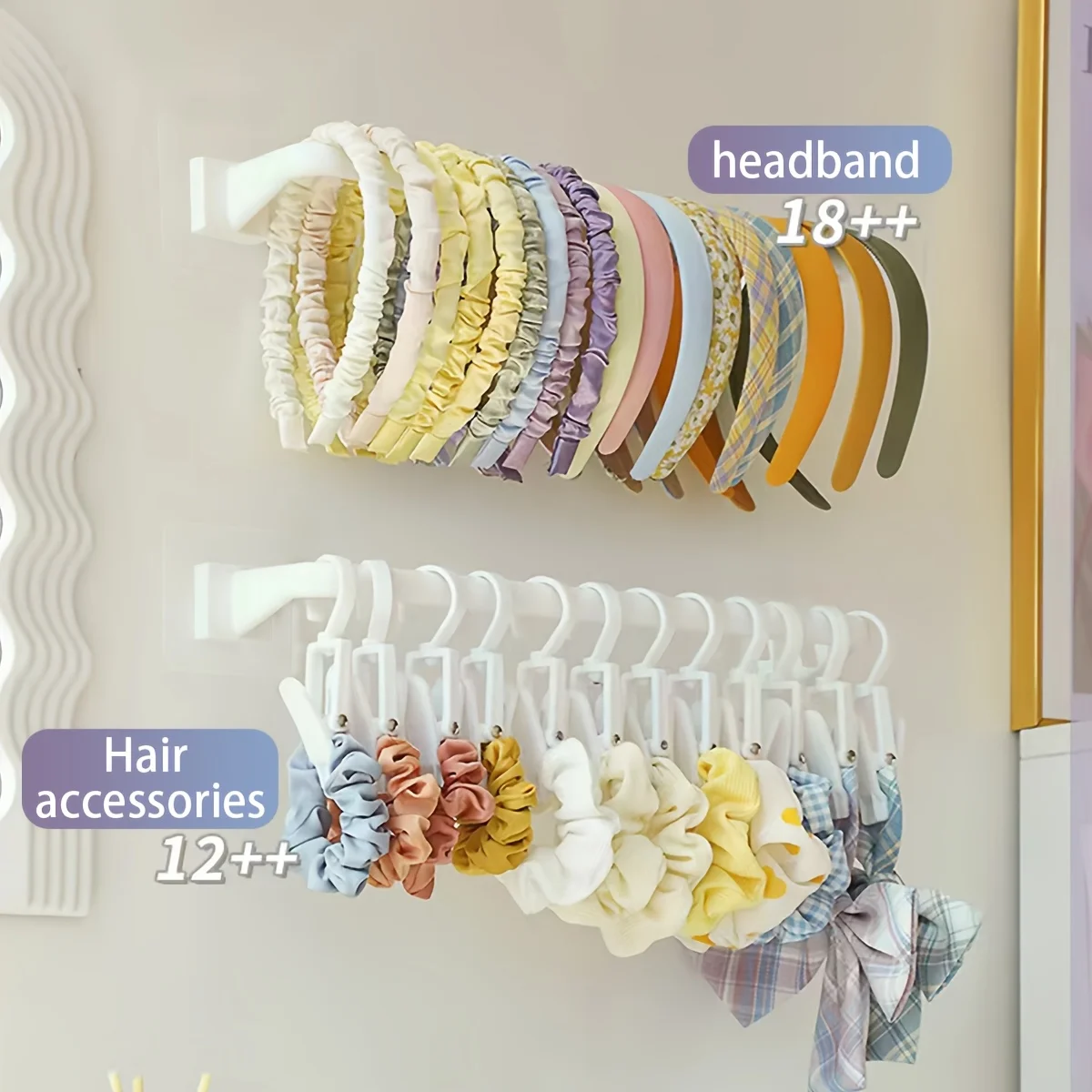Bohrfreier Haaraccessoires-Wandorganizer für den Haushalt - Multifunktionales Aufbewahrungsregal für Scrunchies, Haarbänder & Haarspangen