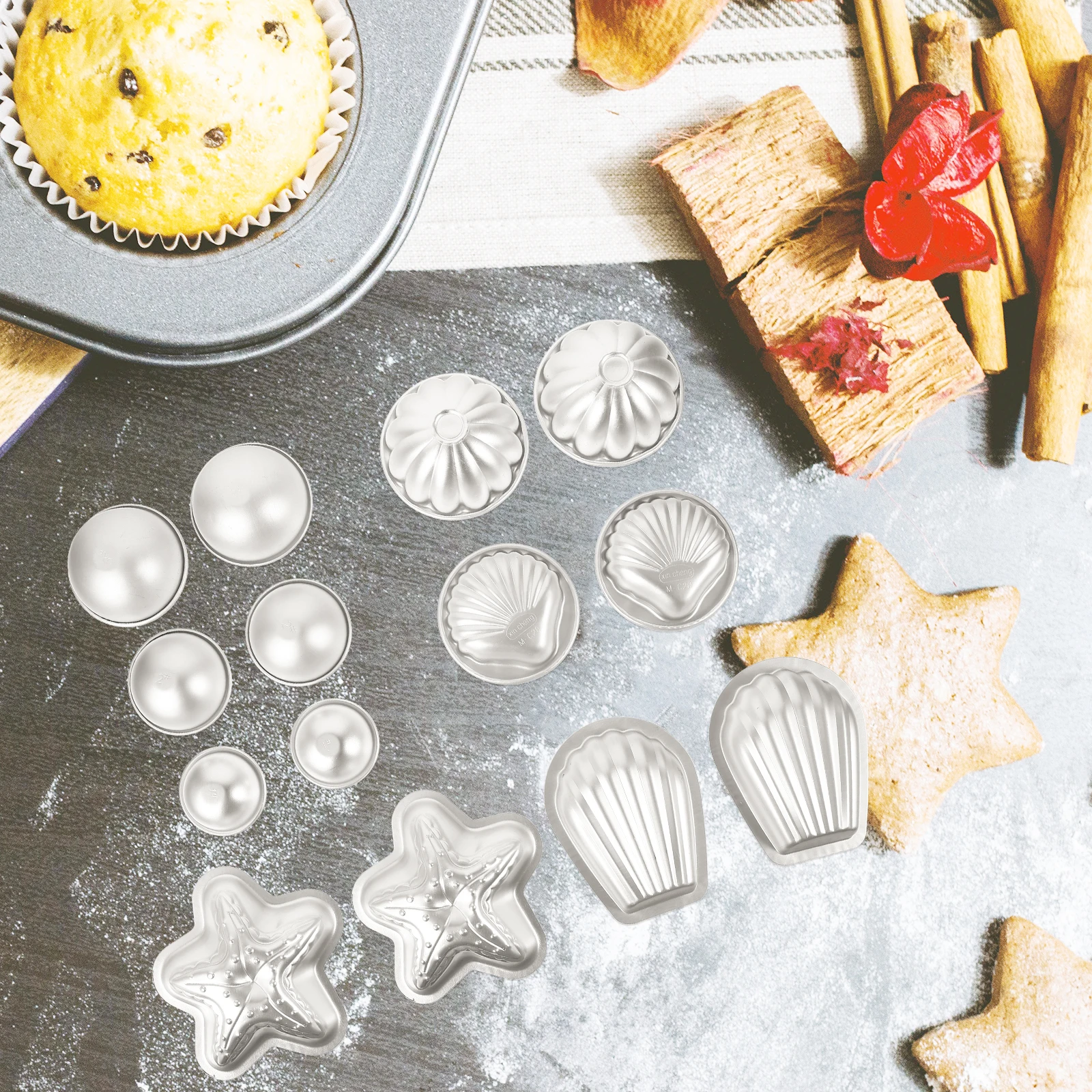 

1 set Baking Mold Cake Pan Aluminium Alloy Round Metal Pans Pudding Molds Cupcake Small Cake Mold Bakeware Durable Home Use