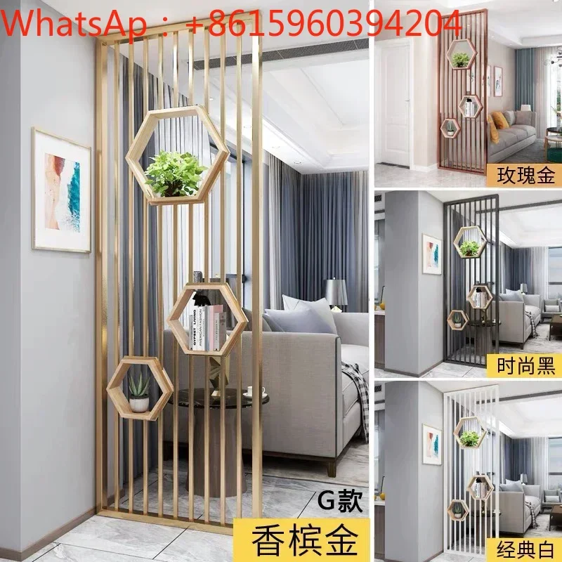 Custom living room door screen porch partition simple modern double-sided iron grille Nordic light extravagant screen