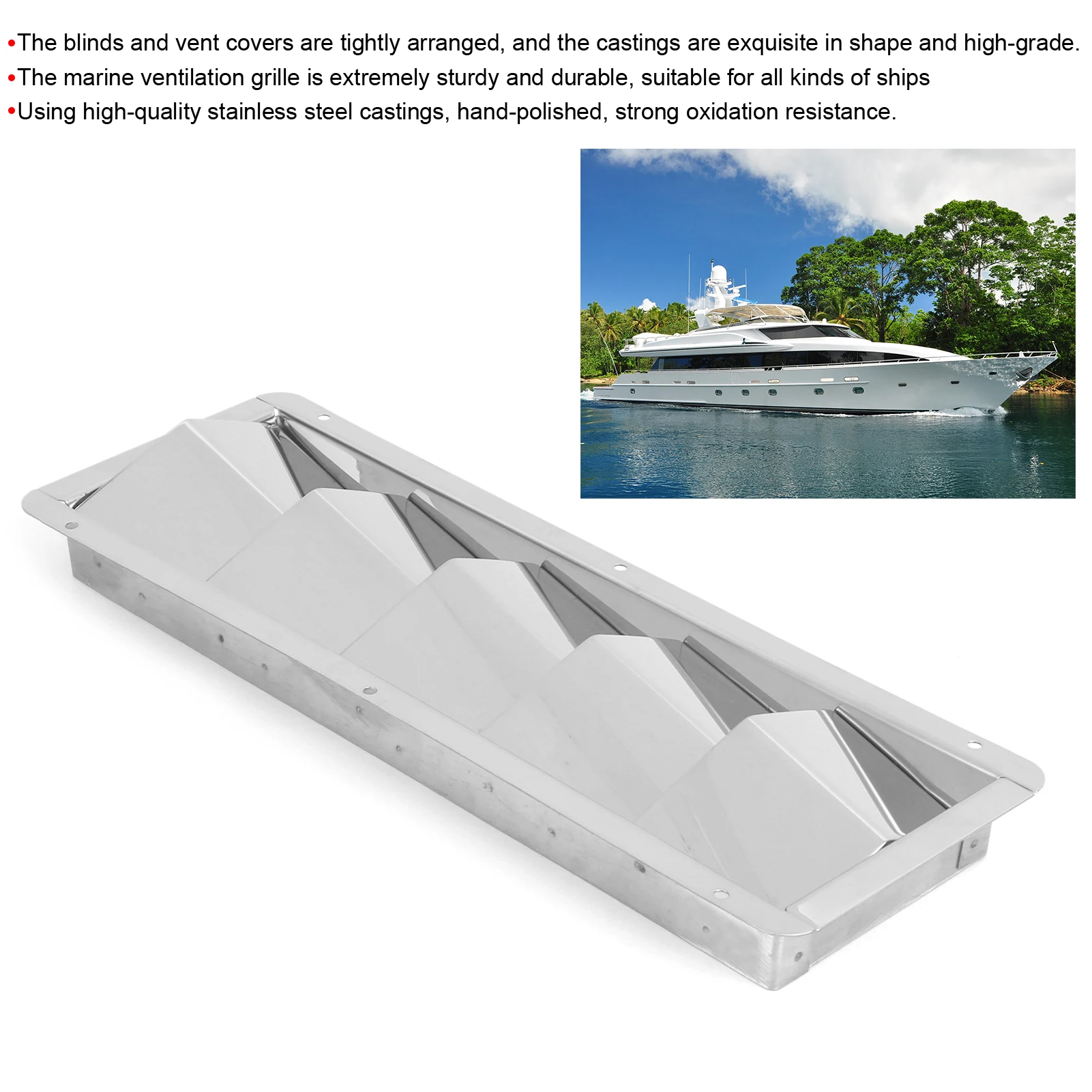 5 Slots Boat Louver Vent Rectangle Stainless Steel  Ventilation Grille Hardware Fitting Boat Louver Vent Boat Vent Grille