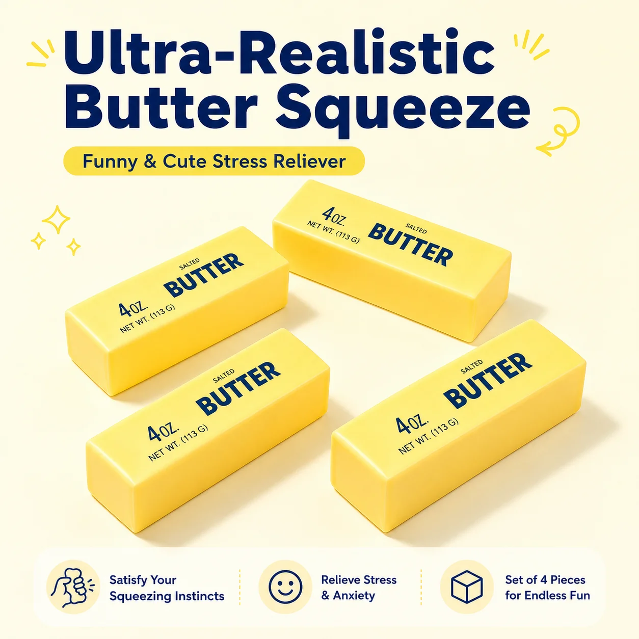 Butter Stick Slow Rising Squishy Toy Squeeze Fidget Brick Bar Anti-Stress Hand Relax Gift for Stress