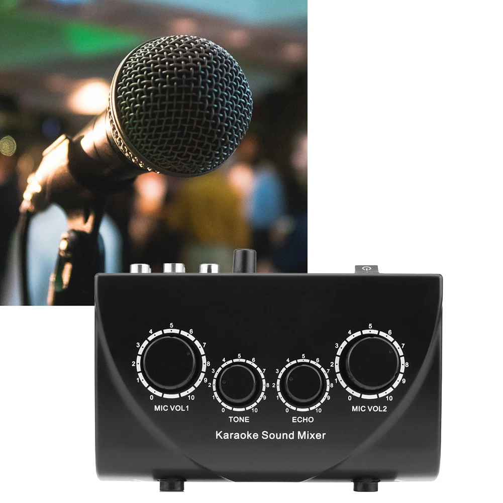 ABJG-Karaoke Sound Mixer Portable Sound Mixer Professional Audio System Karaoke Dual Mic Inputs Audio