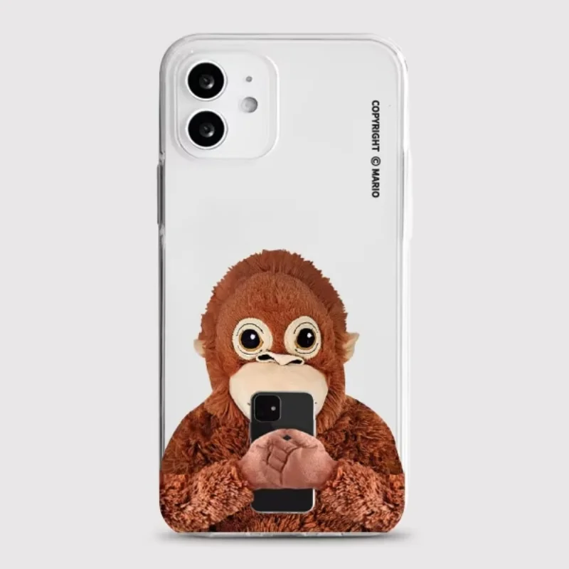Korean Ins Cute Monkey Kitten Phone Case For iPhone 17 Air 16 Pro Max 15 14 Plus 13 12 11 Pro Shockproof Silicone Back Cover