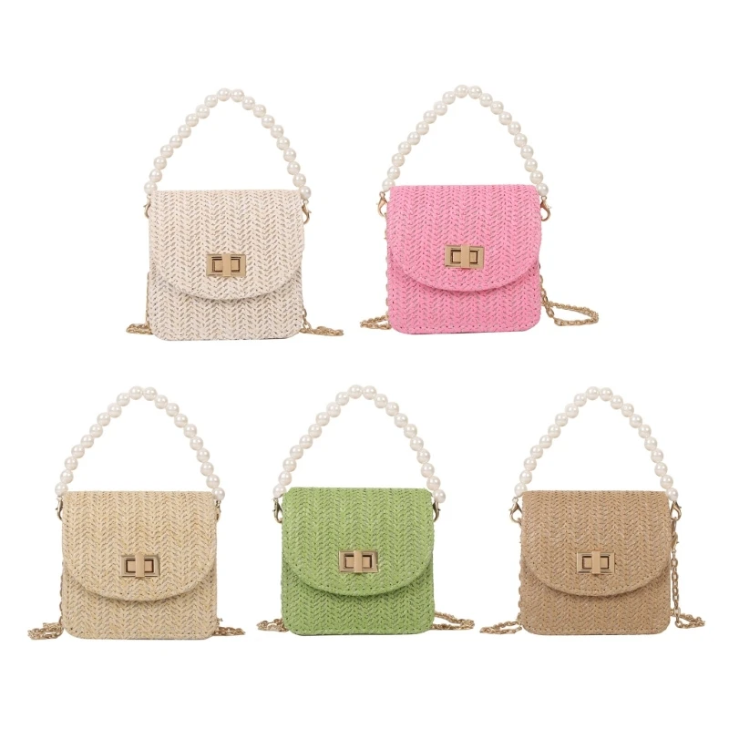 

Women Shoulder Bag Fashion Flap Bag Imitation Pearl Chain Handbag Crossbody Bags