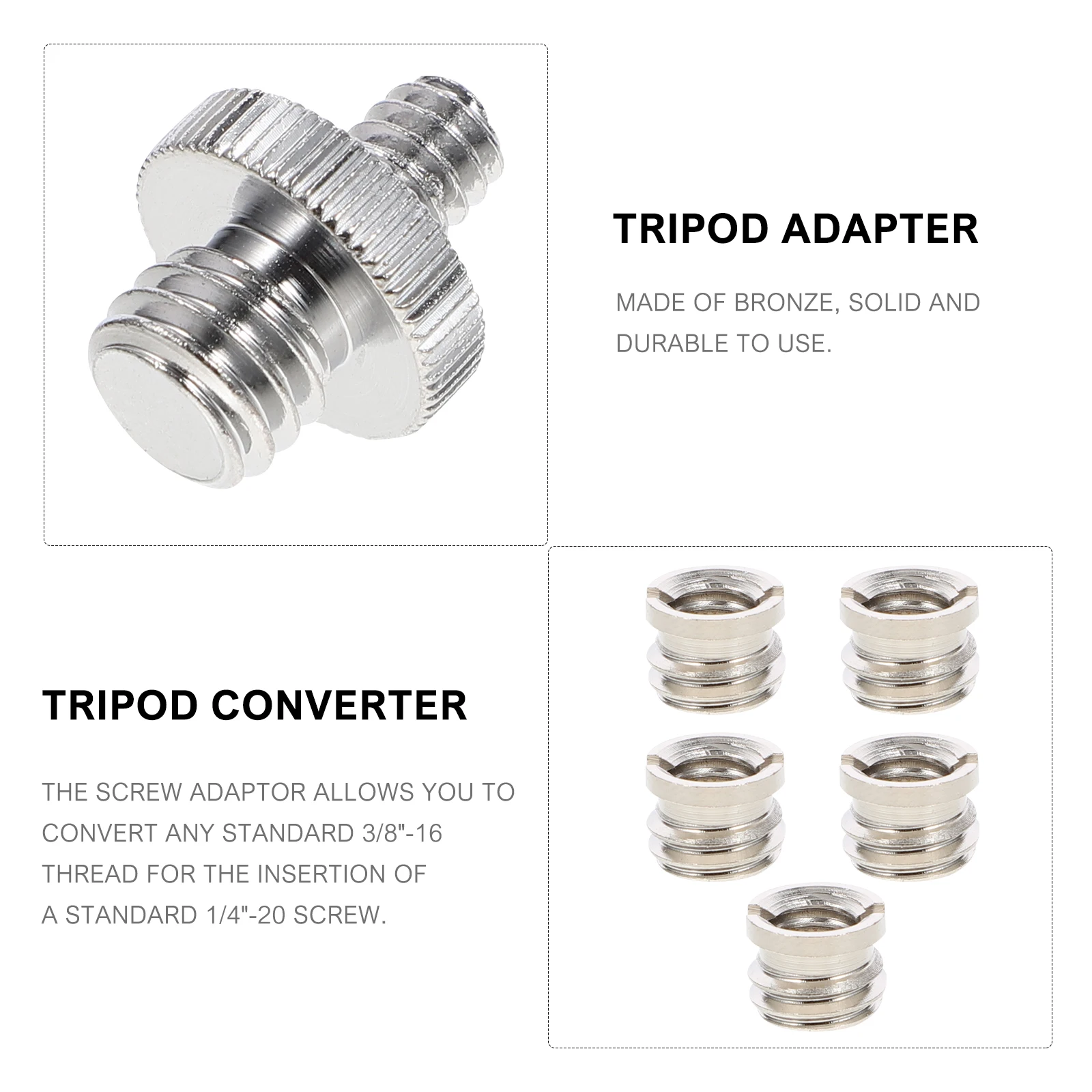

5Pcs Tripod Adapter Bronze Thread Screw Converter Nut for Dslr Monopod Ball Head Tripod Camera Light Stand Adapter