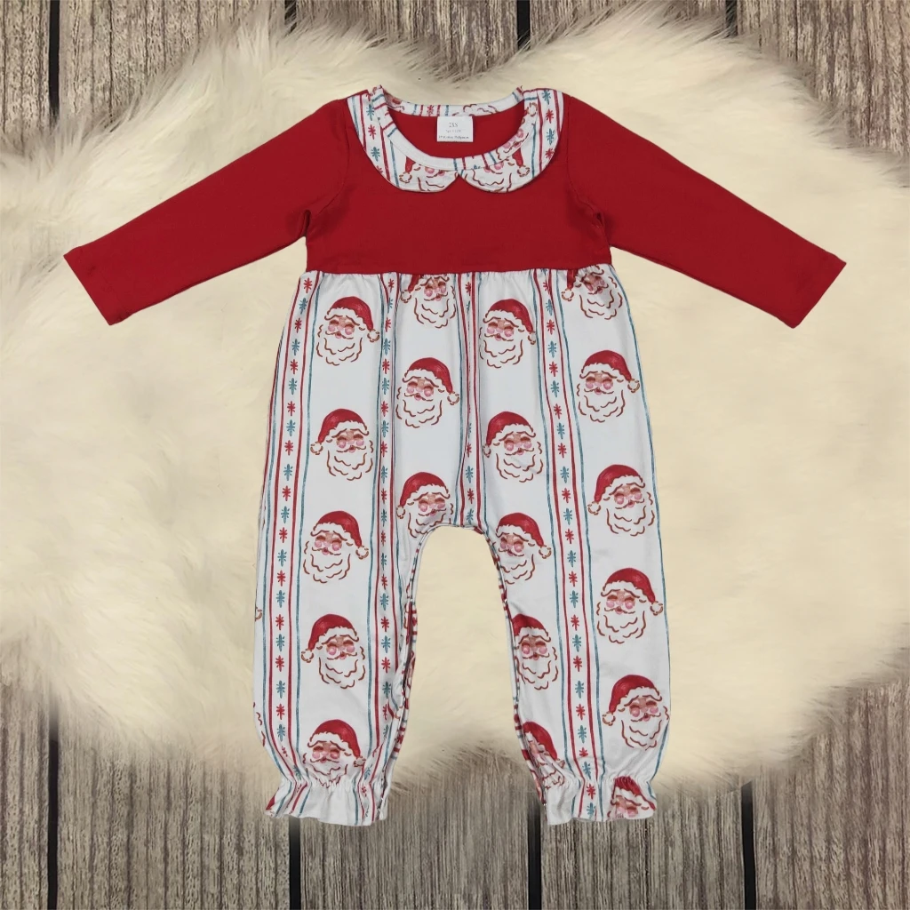 

Christmas Baby Infant Girl Romper Santa Print Pants Newborn Winter Long Sleeves Cute Cozy Kid Toddler Children Jumpsuit Clothing