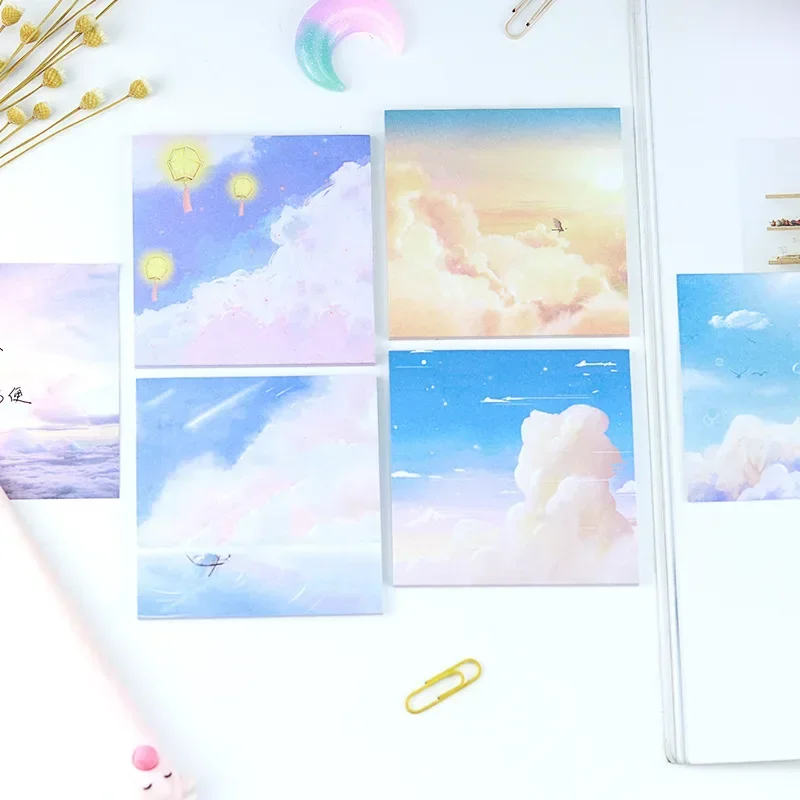 90sheets Oil Painting Starry Sky Combination Sticky Notes Creative Notebook Material Sticky Notes Student Memo Notes