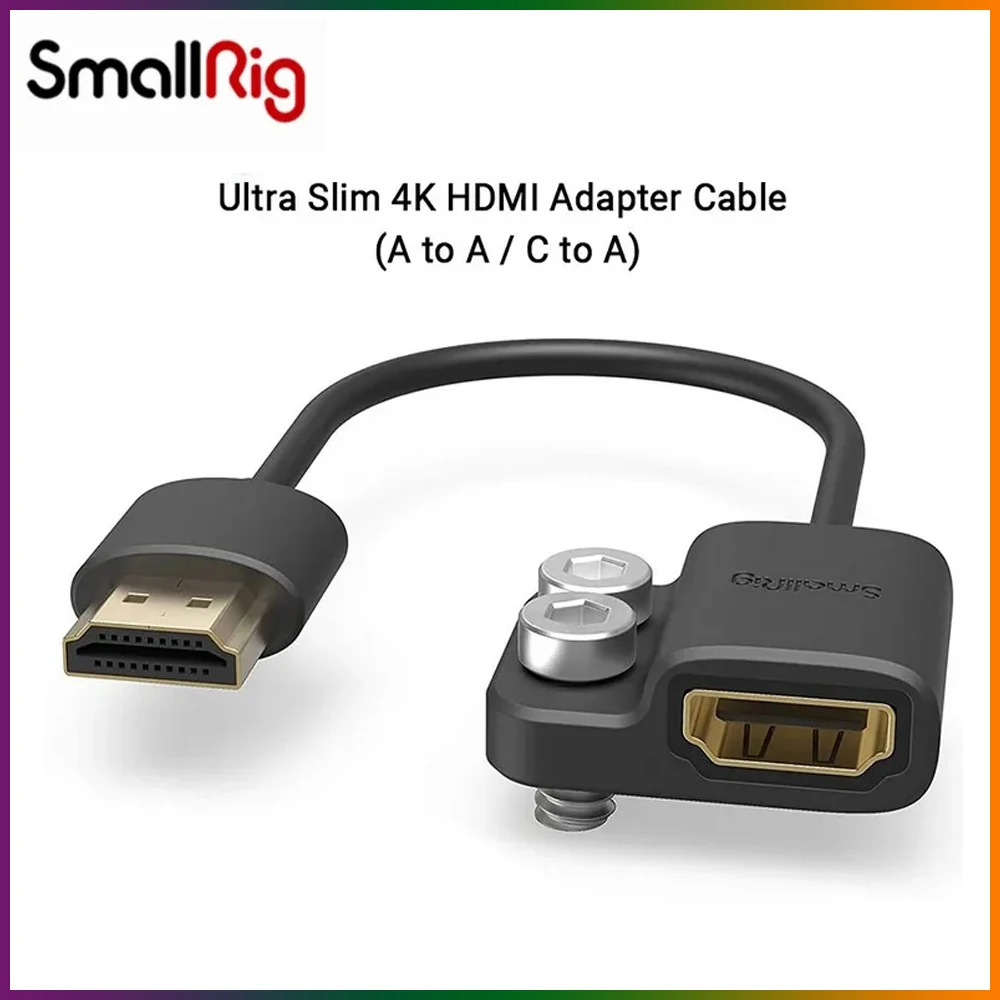 SmallRig Ultra Slim 4K Adapter Cable Female Type A to Male Type A 4K@60HZ for BMPCC 4K&6K for Sony for Panasonic 3019