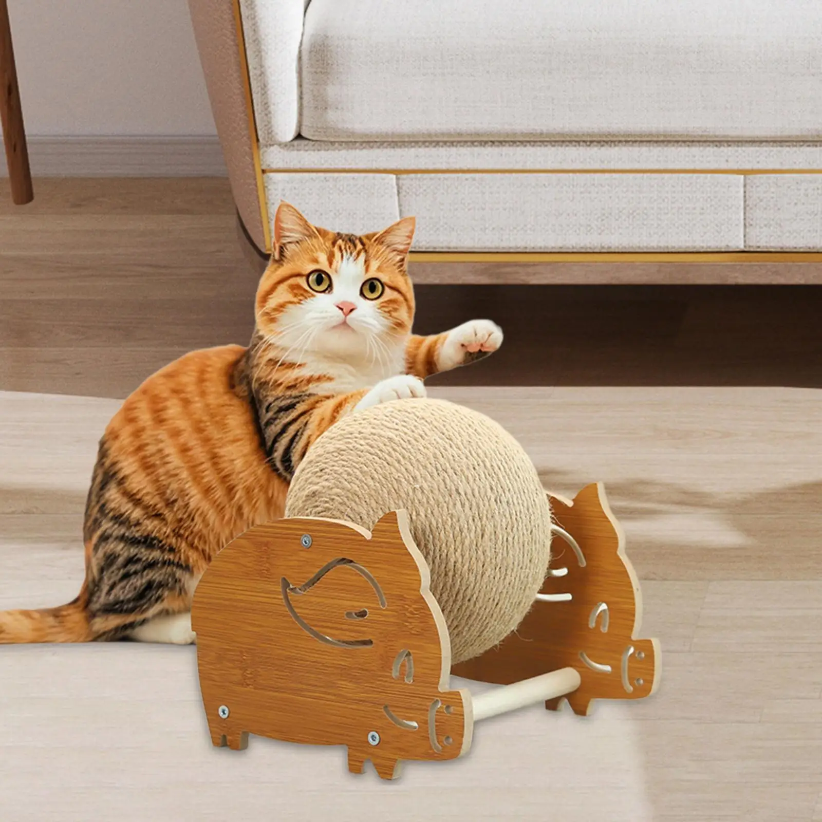 

Cat Scratcher Toy Scratching Ball Grinding Claw Furniture Protection Interactive Indoor Outdoor Wear Resistant Playing Wood